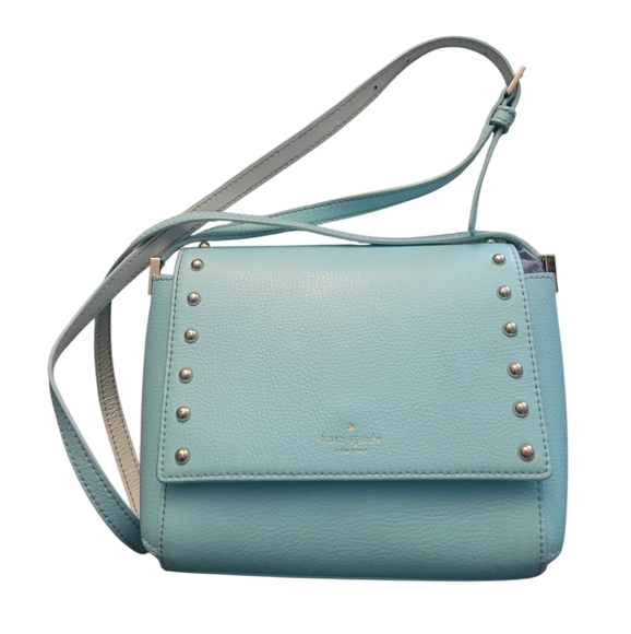 Kate Spade Sanders Place Avva Turquoise Studded Leather Crossbody Bag Purse EUC - Picture 6 of 16